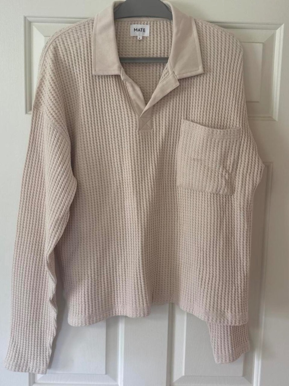 Mate the label mens waffle polo with pocket long sleeve medium NWOT
